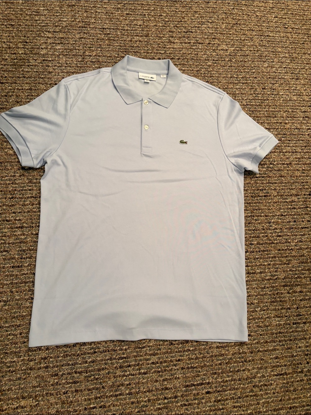 Lacoste Men’s Pale Blue Short Sleeve Polo with Embroidered Croc